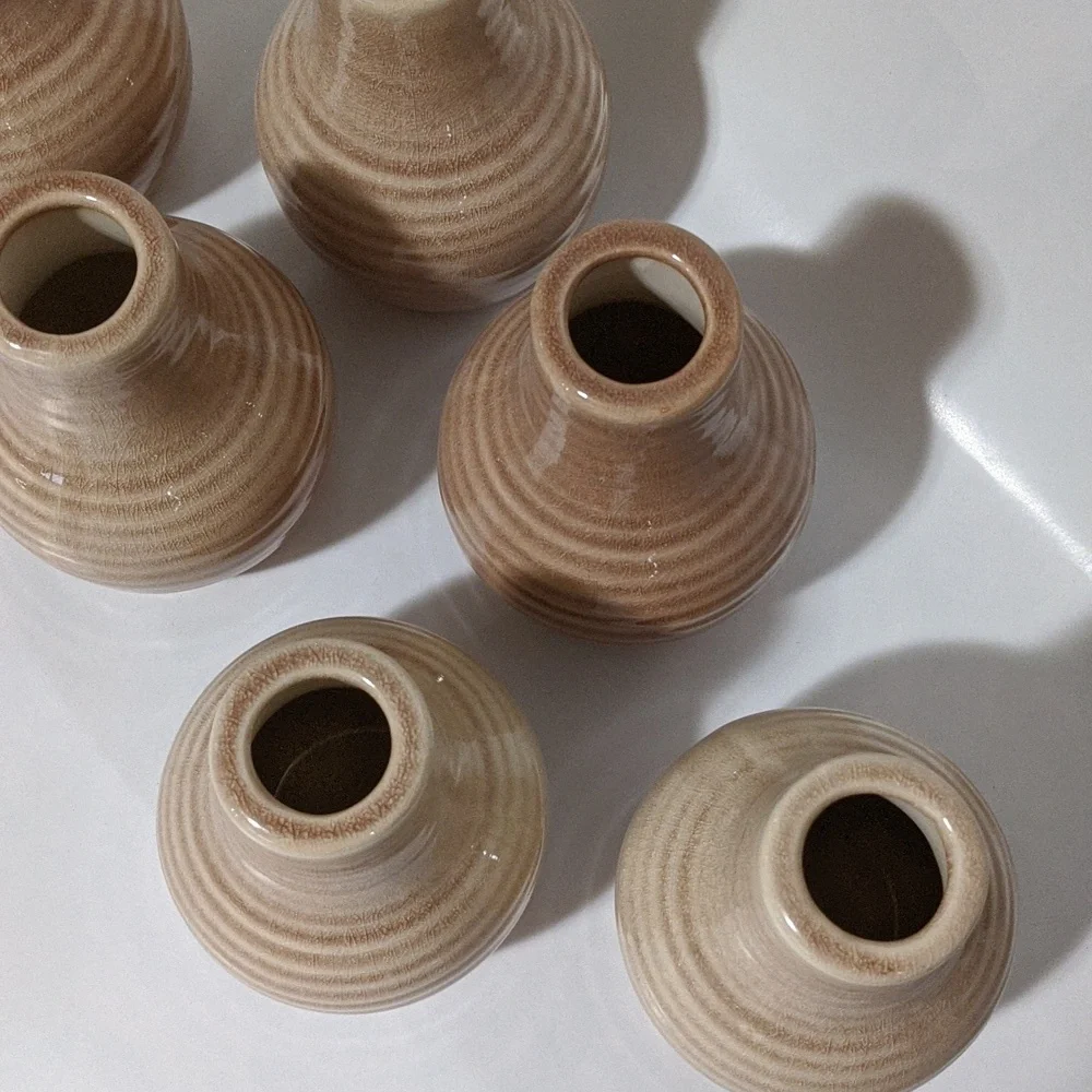 Crate&Barrel, set of 6 Patine Sand Bud Vases